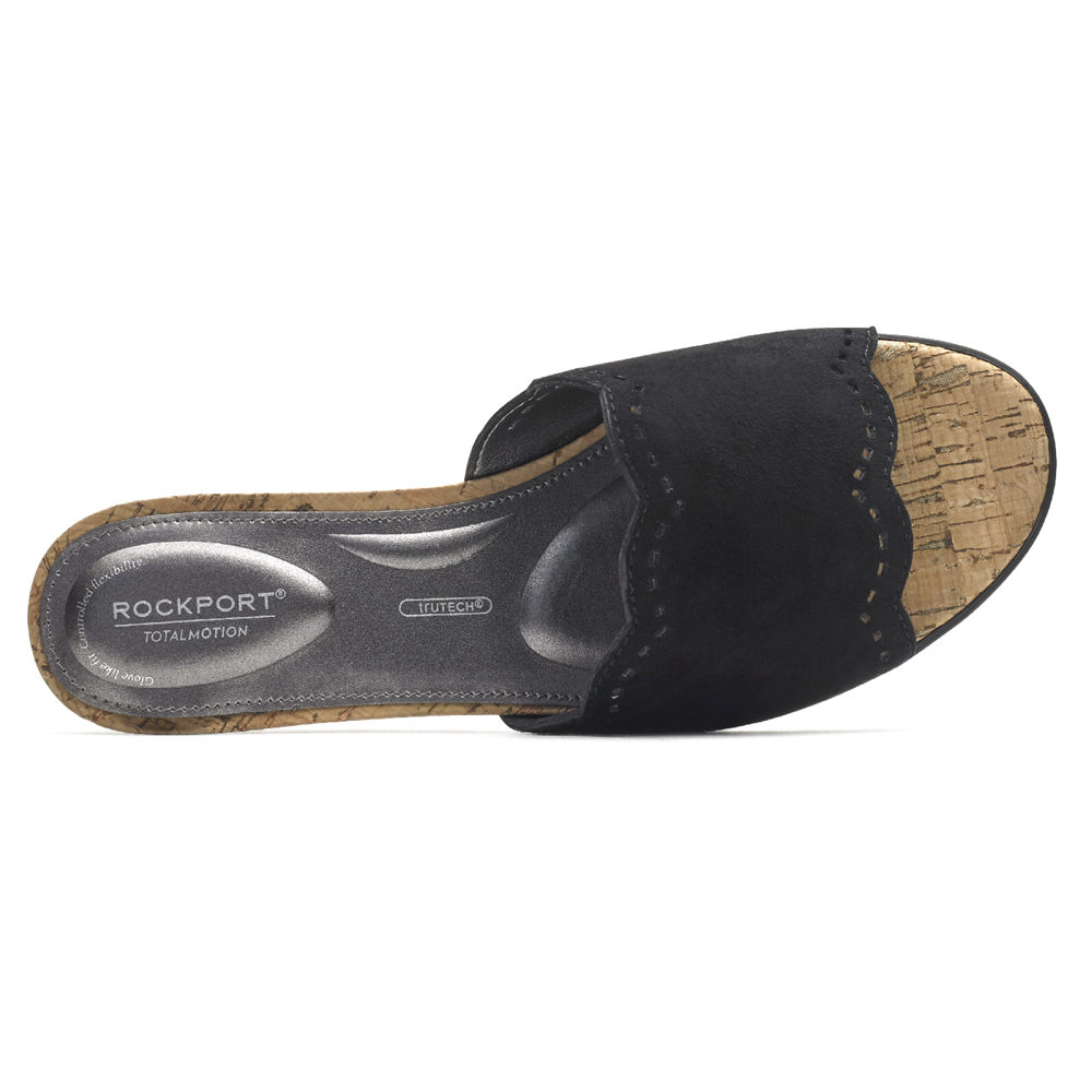 Rockport Badesandaler Dame Svart - Total Motion Zandra Scallop - BSQP30198